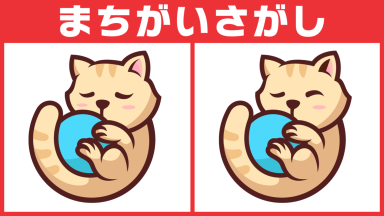 【No.22】猫とお姉さん | ねこ | ホットワイン | 電卓 | きつね【間違い探し脳トレクイズ】