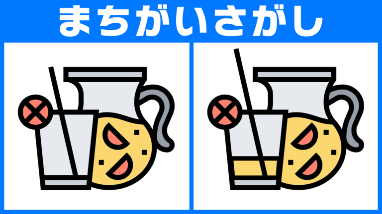 【No.25】本 | ドリンク | 猫 | コーヒー | アフタヌーンティー【間違い探し脳トレクイズ】